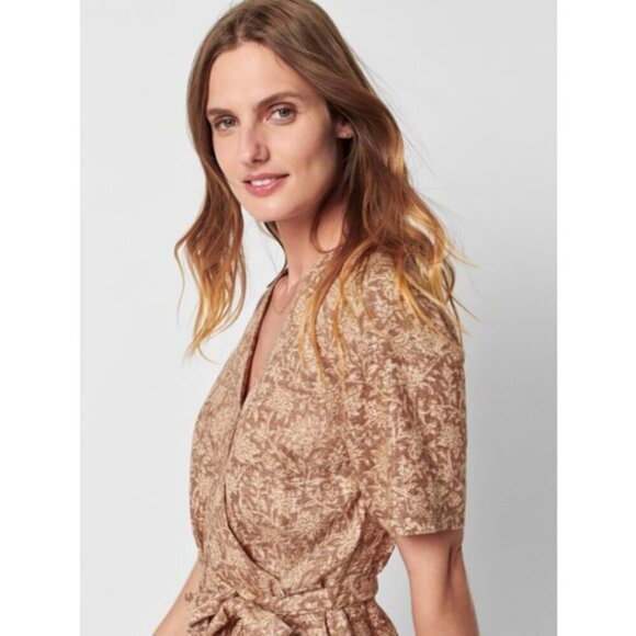 💕FAHERTY💕 Ashley Linen Dress ~ Bronze Riviera Floral XS NWT - Picture 4 of 16
